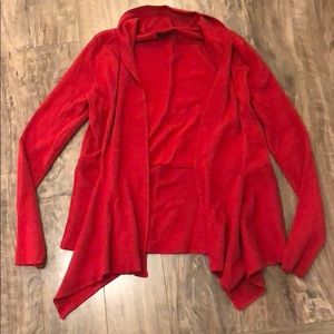 Red open cardigan